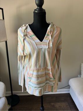 Roxy Pastel Striped Hoodie in Peach, Mint & Cream